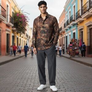 NWT New $169 American Breed The Ultimate Fashion Gold Long Sleeve Shirt Shirt M